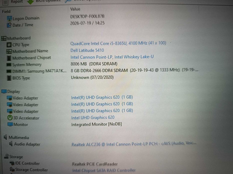 Laptop Dell Latitude 14 5410 gen 8, Core i5 8365u, 8gb ddr4, ssd pcie 256gb, tastatura iluminata, baterie 9 ore