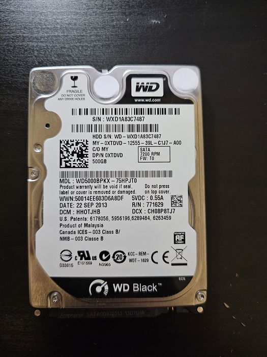 Wester Digital Black 500GB 2.5" 7200RPM