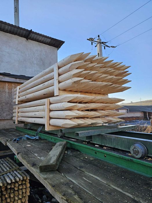 Tutori tarusi din lemn rotund pentru pomi fructiferi