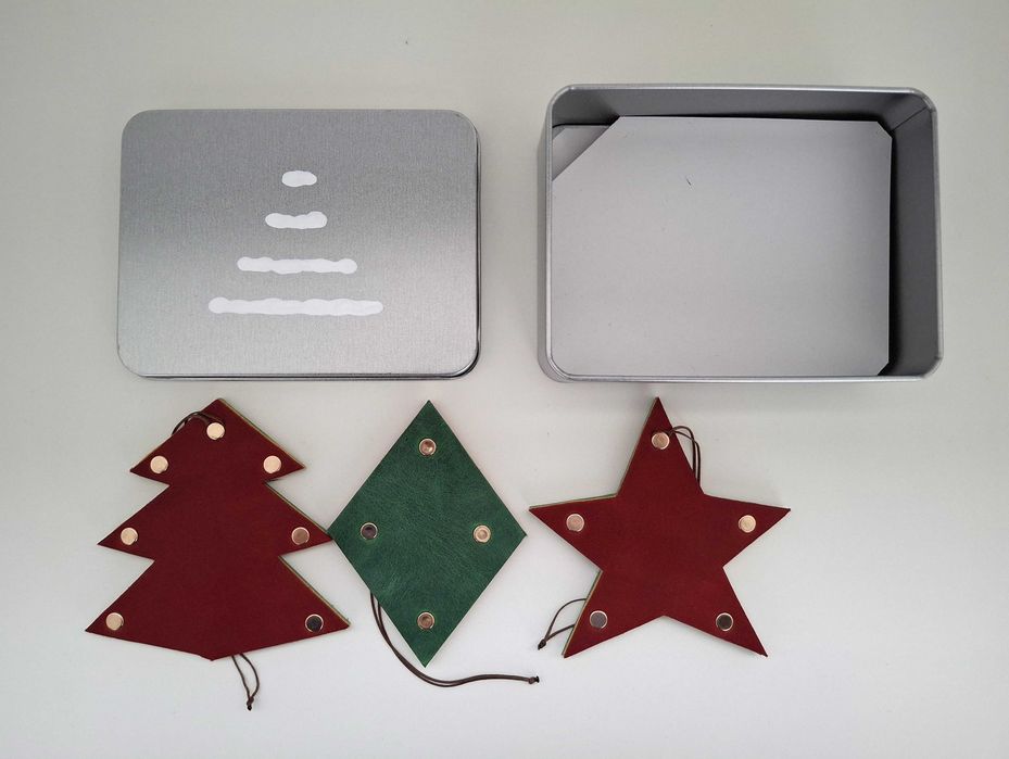 Decoratiuni de Craciun din piele naturala - Handmade Unicat