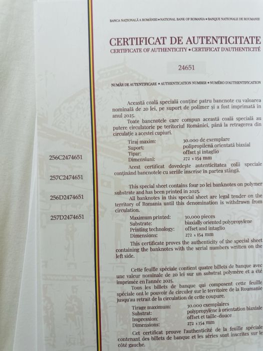 Bacnote Ecaterina foaie intreaga. Detin mai multe serii