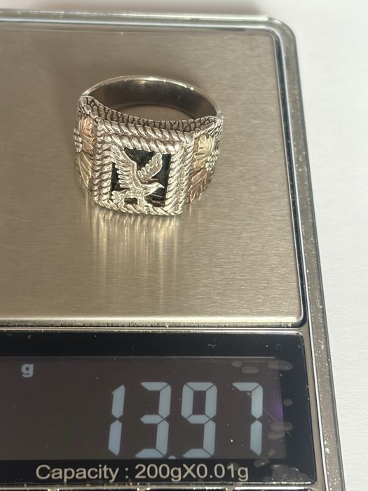 Inel argint cu vultur si onix