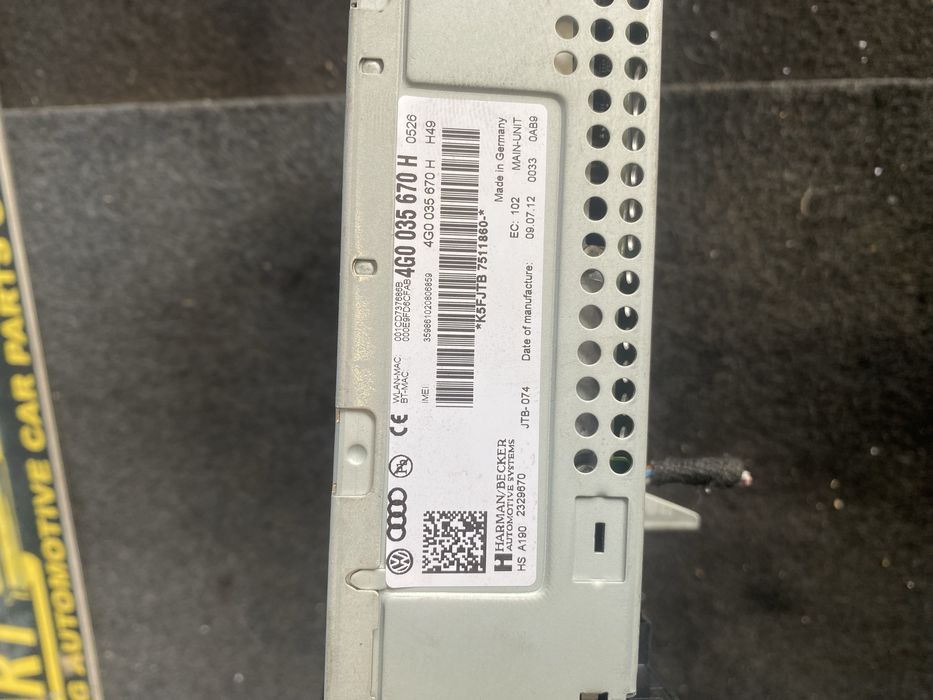 Мултимедия Mmi навигация Dvd Ауди А6 Audi A6 4G C7 4G0035670h ном 518