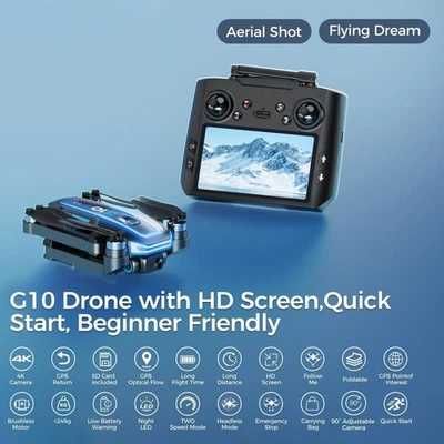GPS Дрон G10 с UHD 4K Камера EIS 4.5 Инча 2K Безчетков 45 Мин Полет