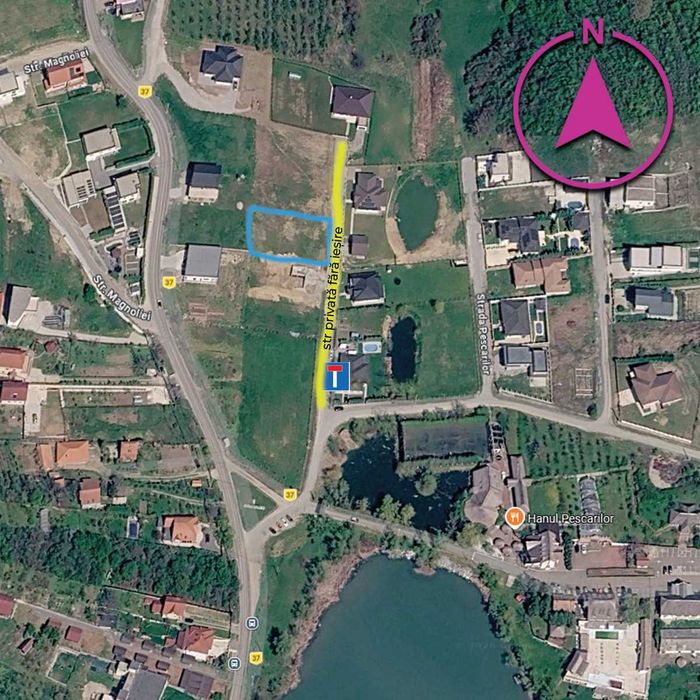 Teren intravilan 750 m2, langa Hanul Pescarilor, 18 m. front stradal