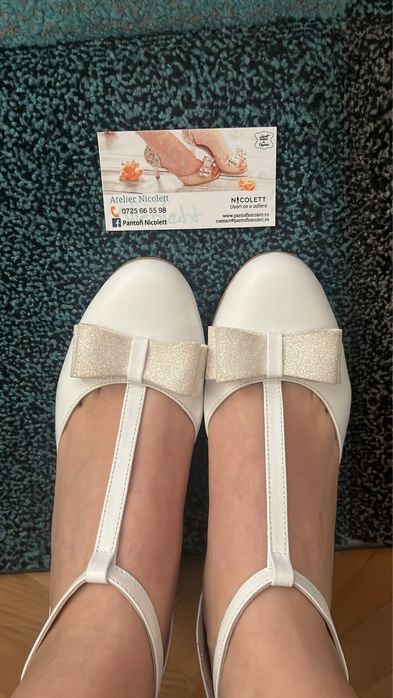 Pantofi albi piele Nicolett