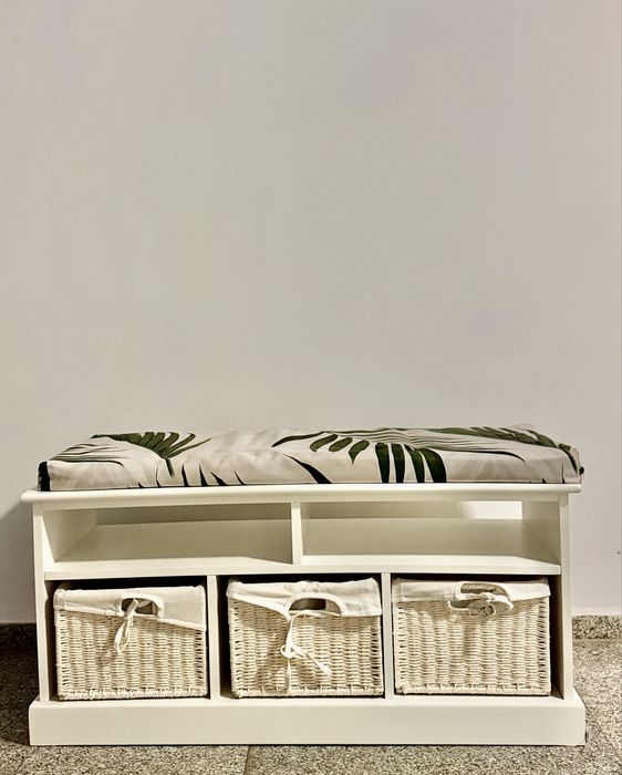 Banca baie banca dormitor banca hol MDF 3 cosuri 95x45x35