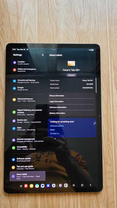 Samsung Galaxy Tab S8 Plus (8GB/128GB) ПЕРФЕКТЕН ДИСПЛЕЙ БЕЗ ДРАСКОТИНА, много малко ползван!