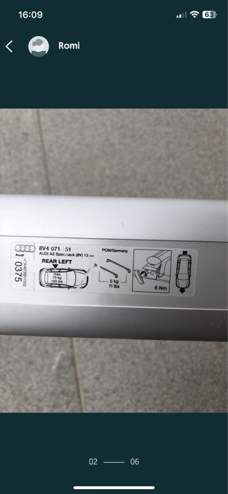 Bare transversale pentru Audi, originale