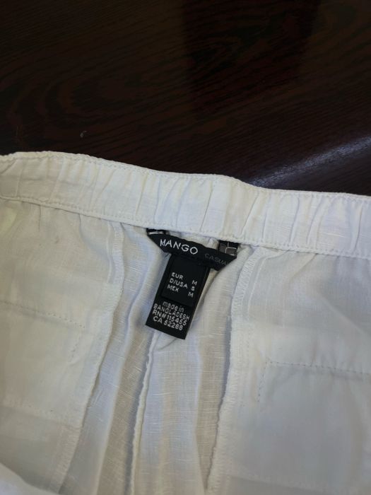 Брюки белые лен Манго