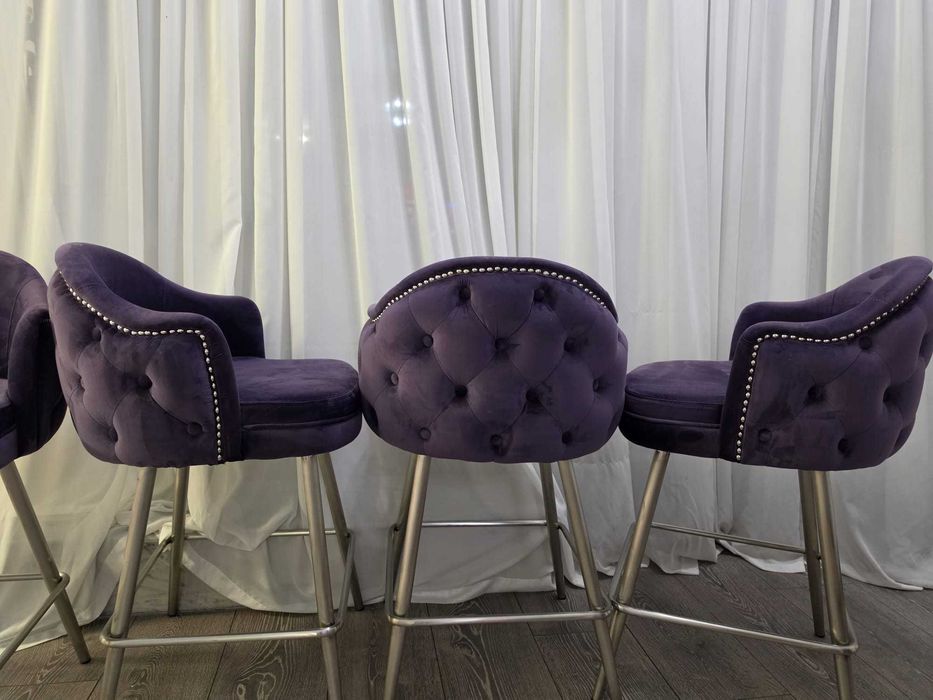 Scaune de Bar stil Chesterfield mov (set de 4)