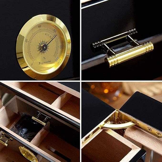 Малък кедров кабинет, За до 50-60 пури, Със хидрометър и овлажнител