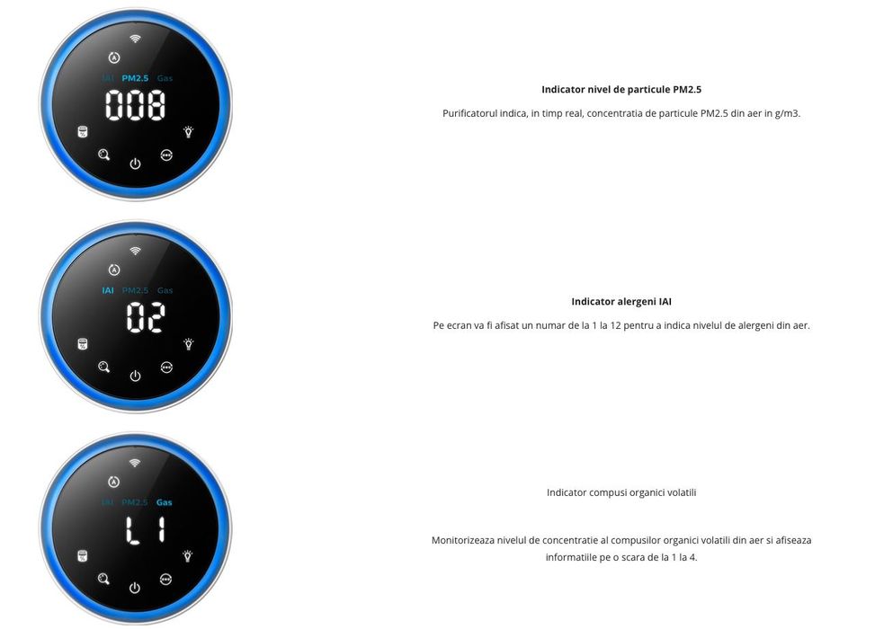 Purificator de aer Philips AC3055/50, 62mp, Wi-Fi