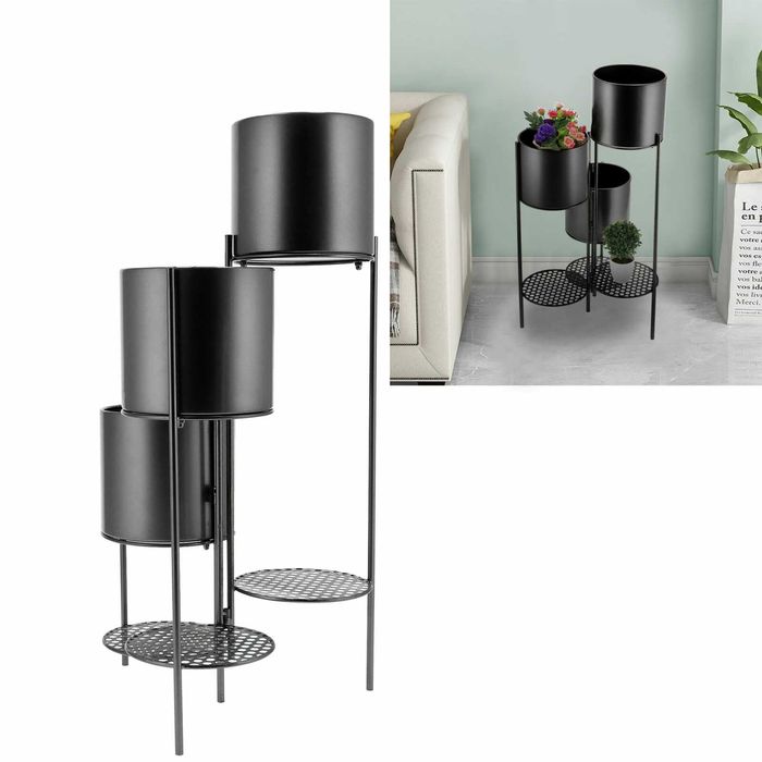 Намален! Цветарник от ковано желязо - 3-степенна стълба Рафт за саксии