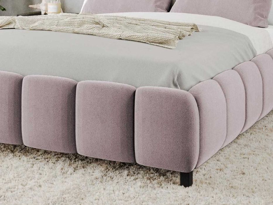 Pat Tapitat Bari Roz Velluto 14 cu somiera rabatabila si lada