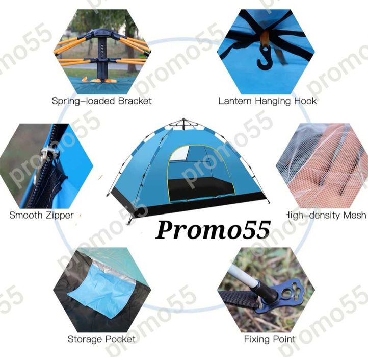 Автоматична палатка за къмпинг, палатка за 2–3 души 200х150х110см.