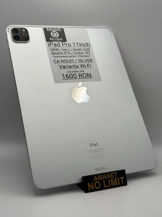 iPad Pro 11 inch Generatia 2   Wi-Fi 128GB/ 8GB CA NOU Garantie .