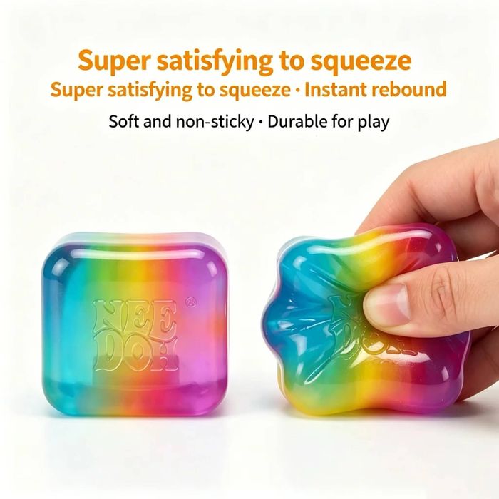 Nee Doh Nice Cube Rainbow Squishy/Кубче Скуиши/Куб NeeDoh