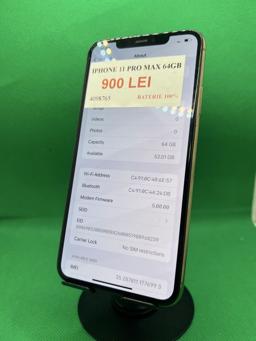Iphone 11 pro max 64GB 100% bat•Amanet Lazar Crangasi•40987
