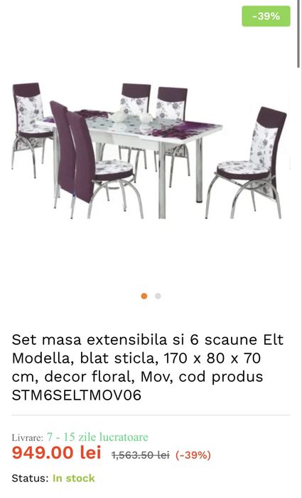 Masa extensibila cu 4 scaune