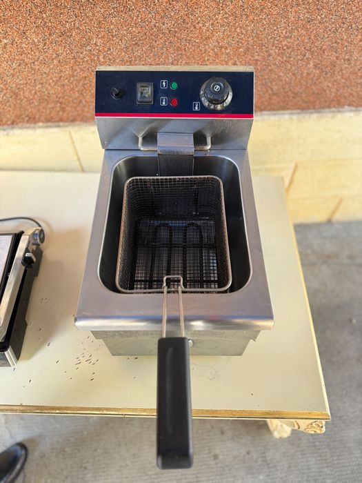Friteuză profesională din inox cu robinet de scurgere, 1 cuvă