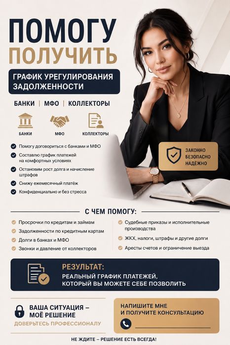 Помогу разобраться с задолженностью и найти решение вашей ситуации.