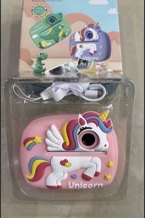 Детски фотоапарат с принтер динозавър , еднорог