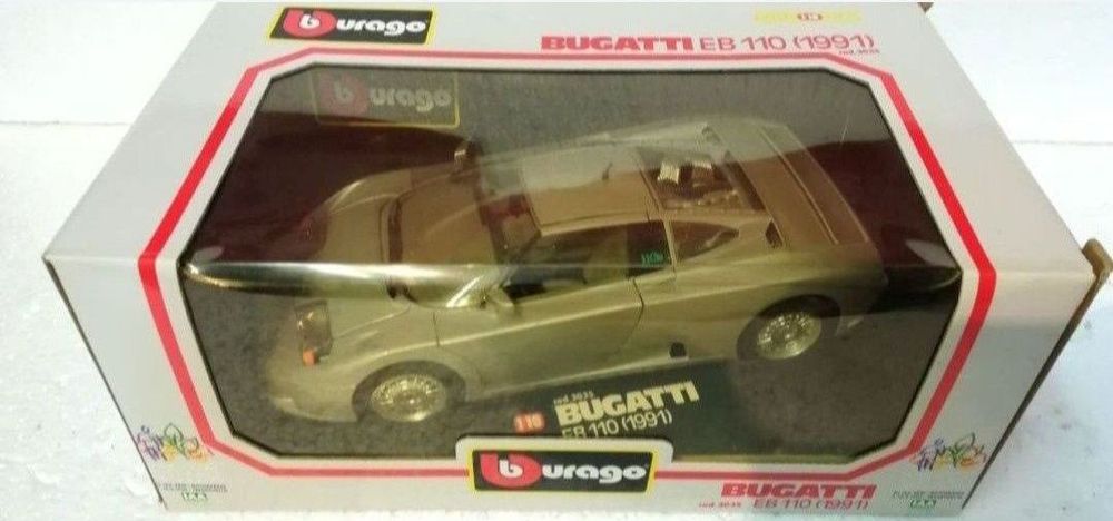 Macheta auto Bugatti EB110 (1991) la scara 1:18 produsă de Bburago