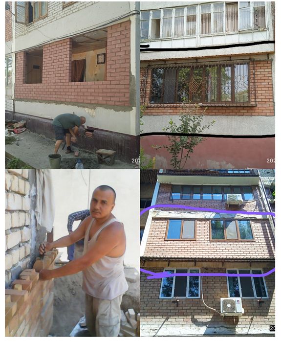 Кладка кирпича Балкона  постоим Дом С нуля Бригада ест  Ремонт Квартир