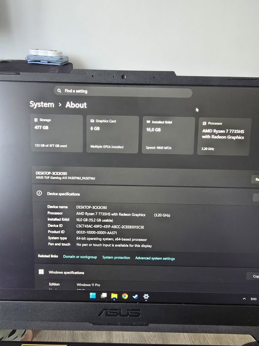 Asus tuf gaming a15 fa507nu