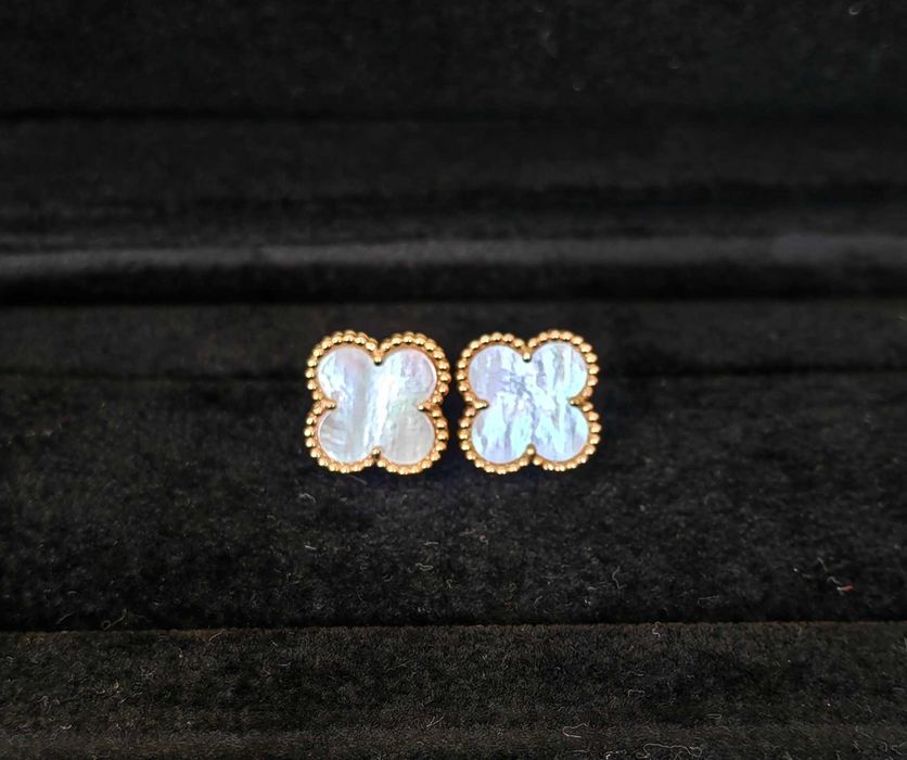 Розови дамски обеци Van Cleef & Arpels VCA Vintage Alhambra earrings