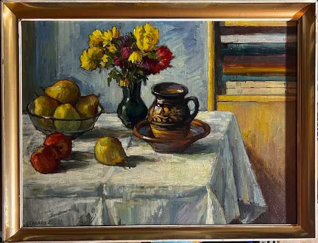 IMPECABIL! SUPERB! Tablou VECHI, AUTENTIC Ulei/pz Mare:80x60cm+R Semna