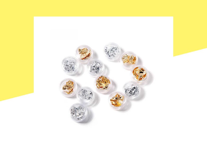 Комплект 12броя намачкано фолио за декорации в златно и сребърно