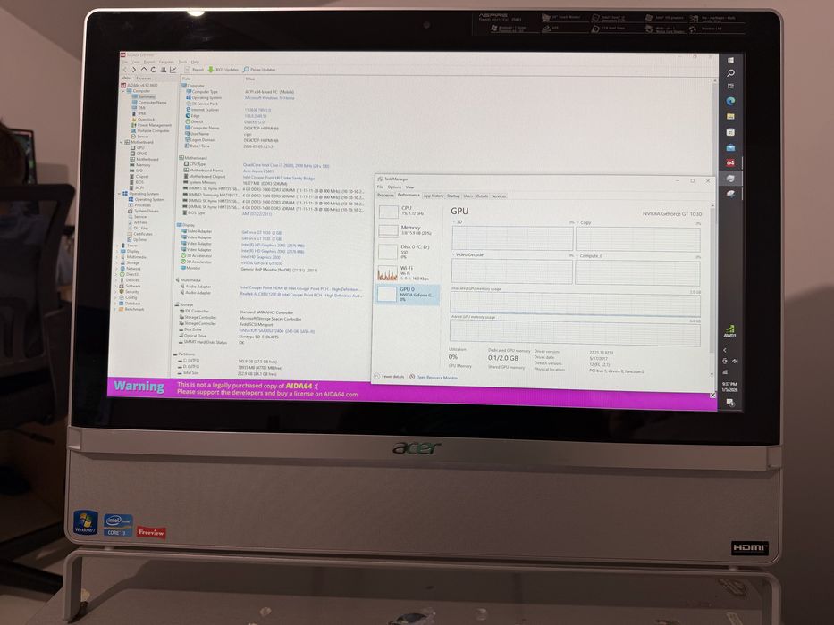All in one Acer Z5801 touch screen