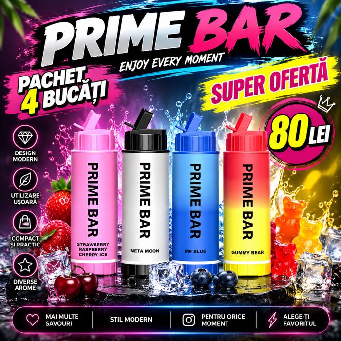 Vape Prime Bar 8000 Puffs Pachet 4 bucati