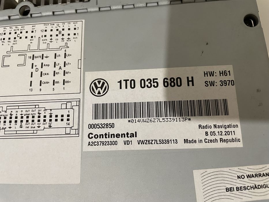 Vand radio Navi VW RNS 510 LED bricked defecta