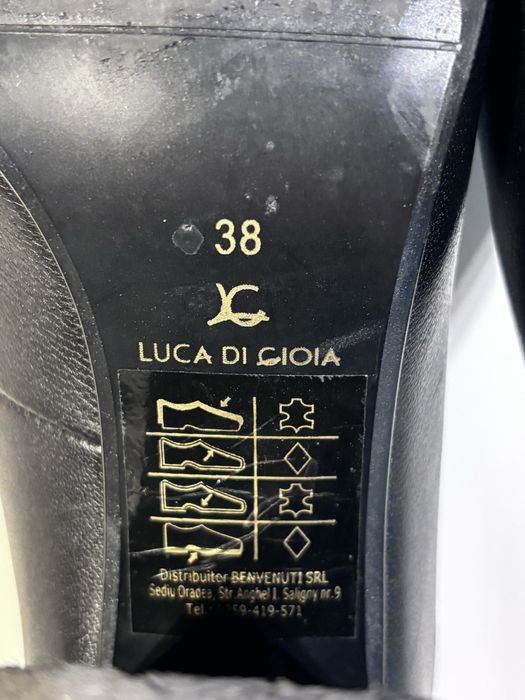 Pantofi din piele negra Luca di Gioia