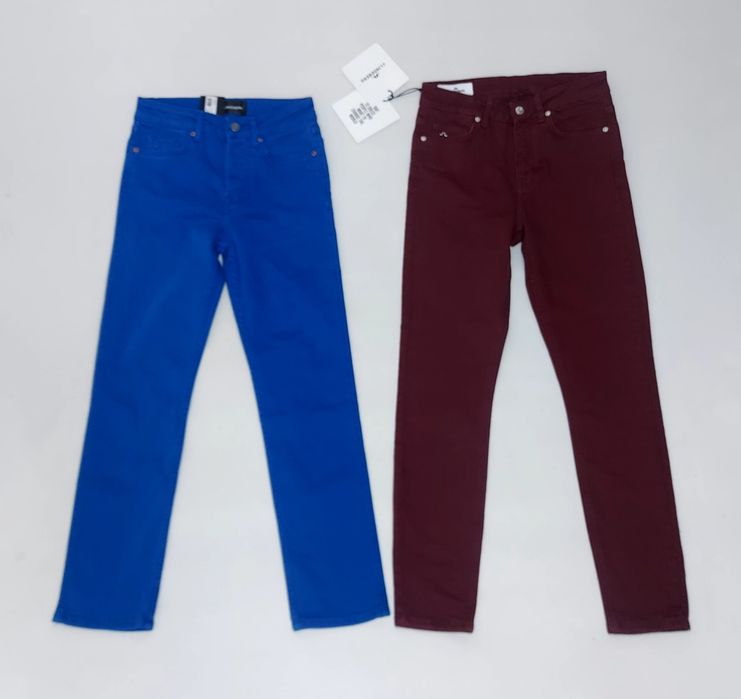 Pantaloni J Lindeberg model Study & Uma, jeans Regular Fit în culori albastru și burgundy, măsura 27 × 32 sau XS/S