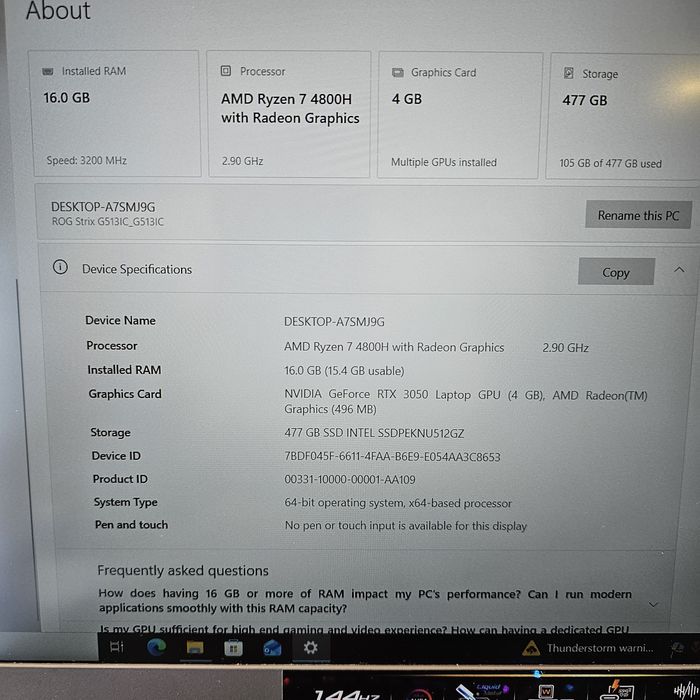 Amanet F28: Laptop Asus Rog Strix G513IC (P)