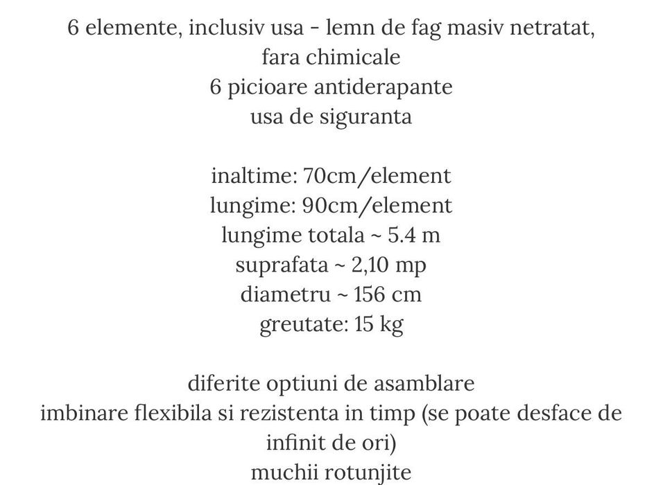 Tarc de joaca lemn copii LBM 8 elemente