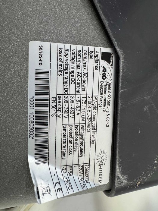 Инвертор соларен - Diehl/Theia ACO 2100S-EU-3P MC3 / 1.9kW