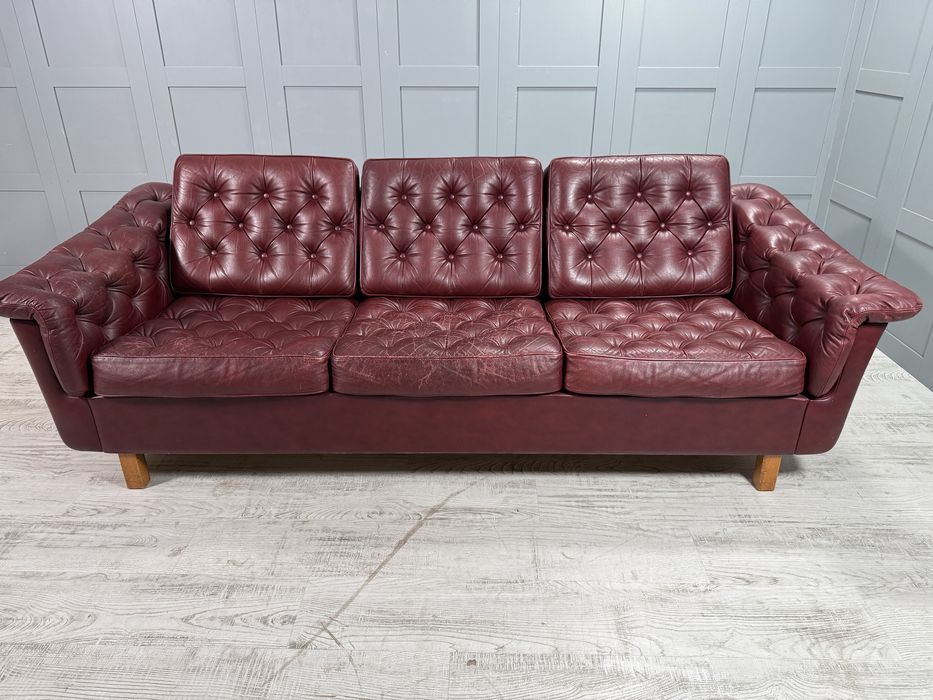 Винтидж диван 3-ка естествена кожа Р473