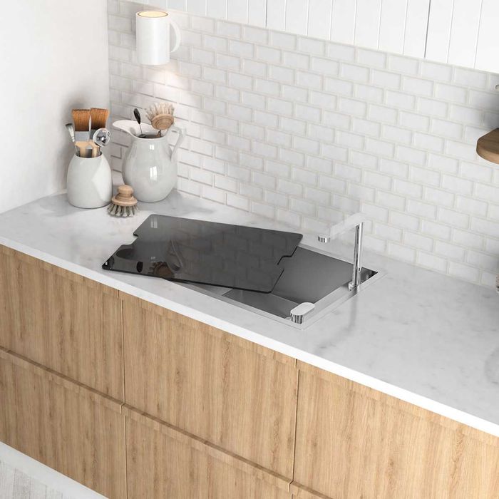 Chiuveta bucatarie inox CookingAid INVISIBLE 40R + baterie telescopica