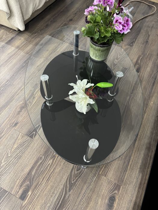 Masa TV sticla si masuta cafea sticla living