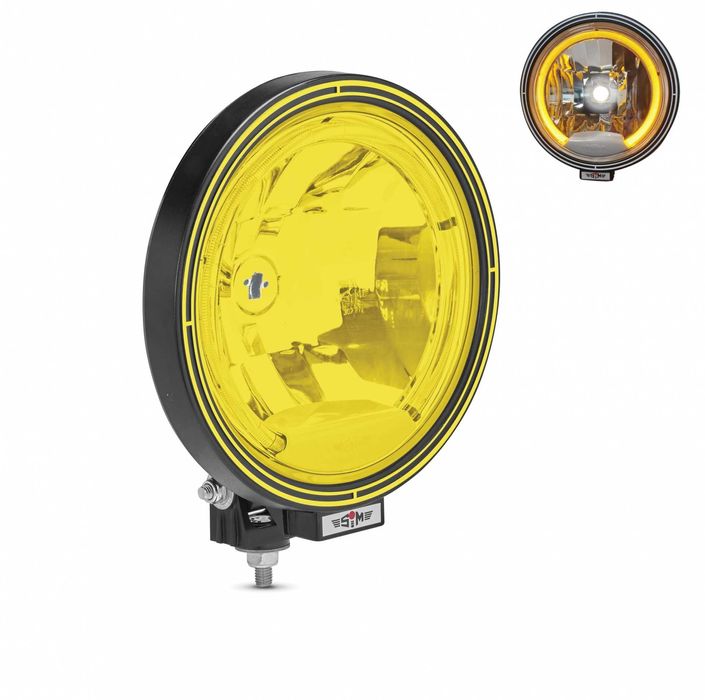 халогенен фар + LED Angel Eye  12/24V Жълта светлина