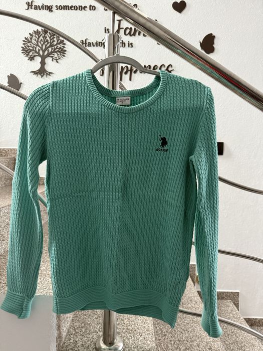 Pulover Us Polo turcoaz marime M