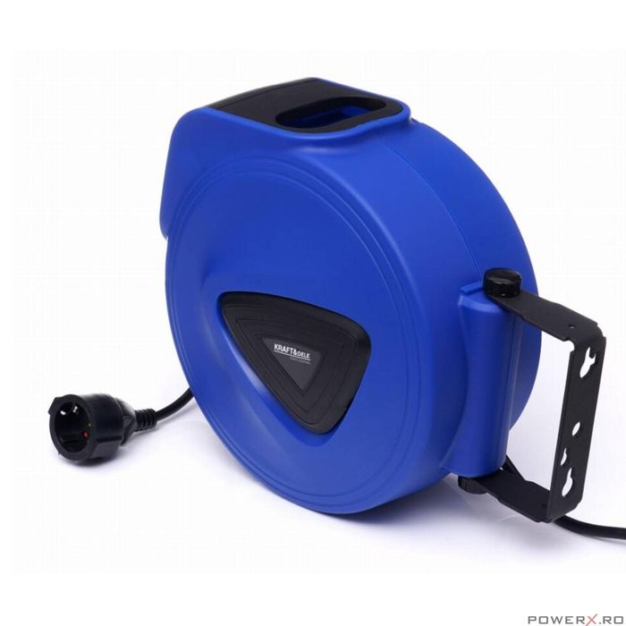 Cablu electric prelungitor cu tambur retractabil automat, 20m, Kraft