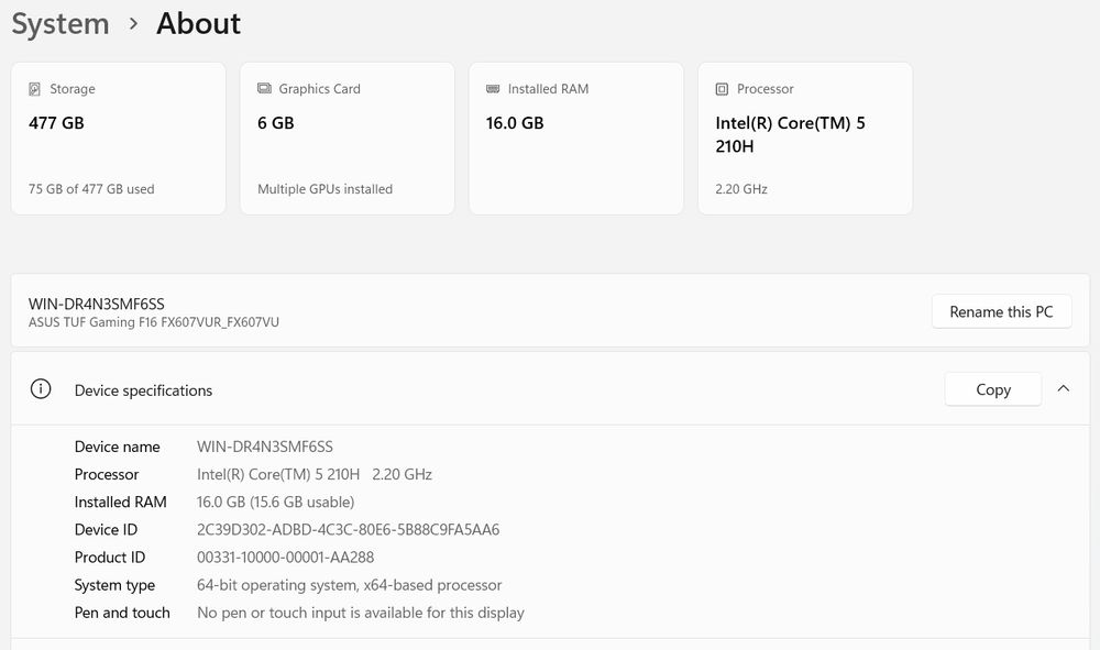 ASUS TUF GAMING F16 | Core 5 210H | RTX 4050 | IPS 144 Hz | 16/512 GB