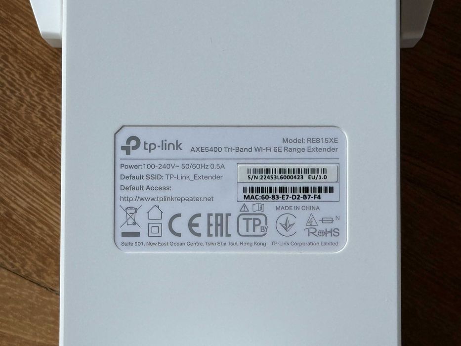Range Extender TP-Link RE815XE Wi-Fi 6E Tri-Band Gigabit AXE5400, tehnologie OneMesh, MU-MIMO, Seamless roaming