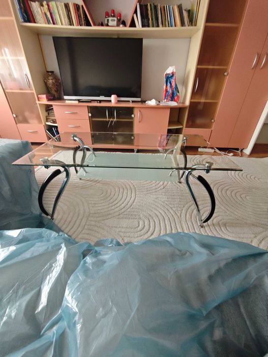 Masuta de sticla cu 2 blaturi din sticla  pentru living